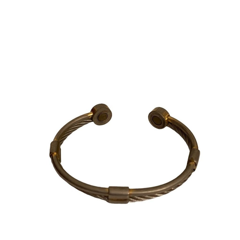 Adjustable Mixed Metals Bangle Bracelet Twisted Open Design